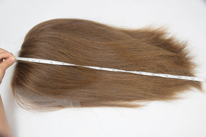 Auspiciouswig Natural Brown European Human Hair Kosher Sheitel Wigs Swiss Lace Top Jewish Wigs