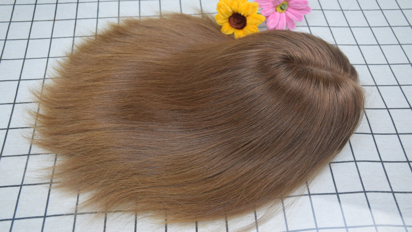 Auspiciouswig Natural Brown European Human Hair Kosher Sheitel Wigs Swiss Lace Top Jewish Wigs