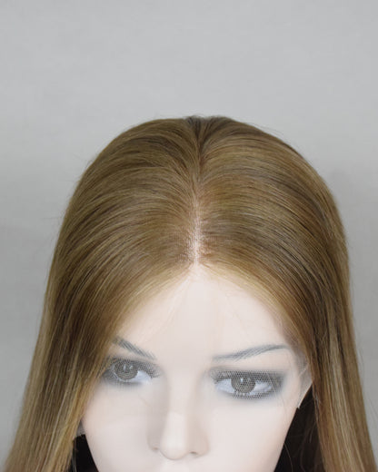 Auspiciouswig 20" Human Virgin Hair Balayage Jewish Wig Sheitel Swiss Lace Top Kosher Wig