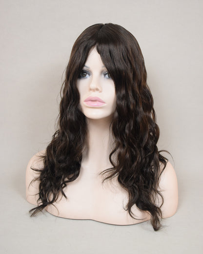 Auspiciouswig Dark Brown Wavy Human Virgin Hair Jewish Wig Silk Skin Top Kosher Wig Sheitel