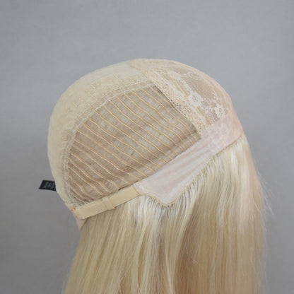 Auspiciouswig Blonde European Virgin Hair Jewish Wig Silk Skin Top With PU Around Kosher Wig Sheitel